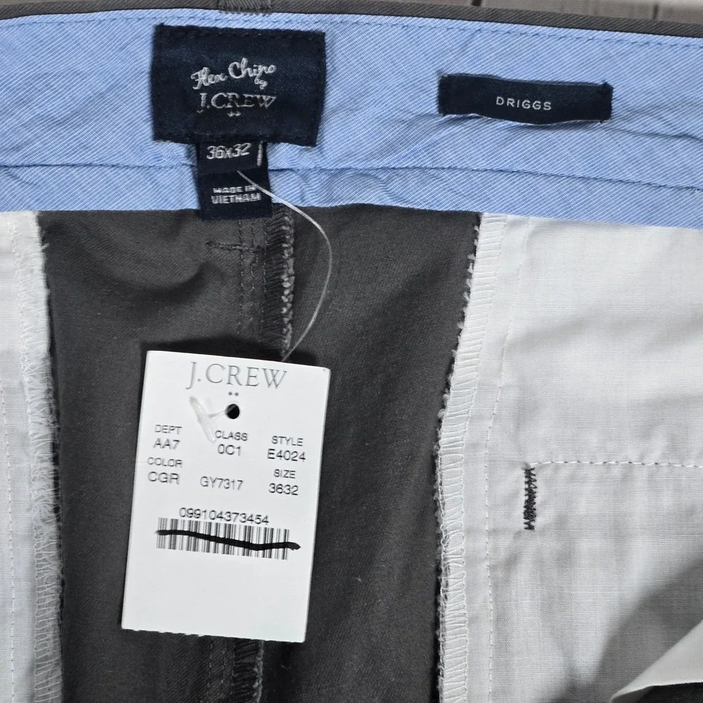 J. Crew Flex slim-fit Driggs khaki pant in Coal Grey 36/32‎ NWT